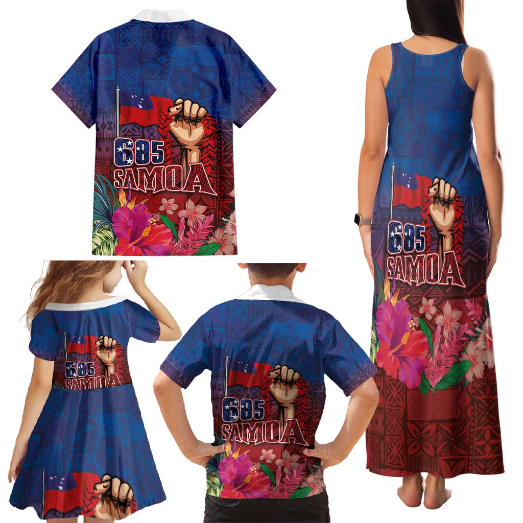 Proud of Samoa Family Matching Tank Maxi Dress and Hawaiian Shirt Ula Nifo with Samoa 685 and Hibiscus Tapa Tribal Pattern