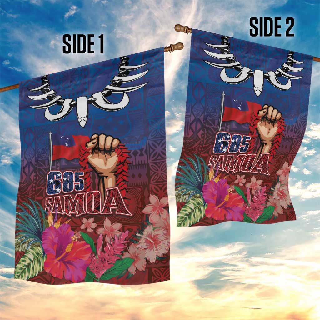 Proud of Samoa Garden Flag Ula Nifo with Samoa 685 and Hibiscus Tapa Tribal Pattern