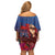 Proud of Samoa Off Shoulder Short Dress Ula Nifo with Samoa 685 and Hibiscus Tapa Tribal Pattern