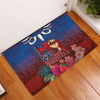 Proud of Samoa Rubber Doormat Ula Nifo with Samoa 685 and Hibiscus Tapa Tribal Pattern