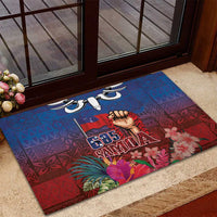 Proud of Samoa Rubber Doormat Ula Nifo with Samoa 685 and Hibiscus Tapa Tribal Pattern