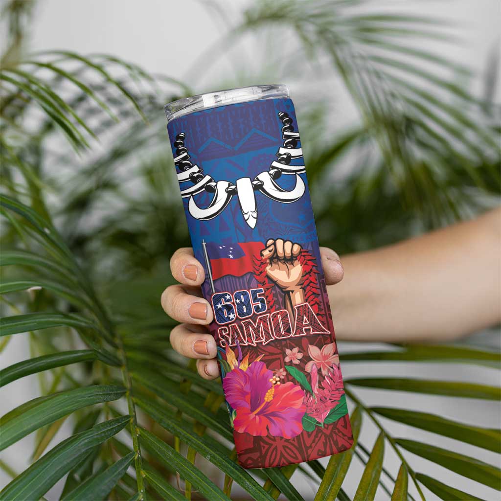 Proud of Samoa 685 Skinny Tumbler Ula Nifo and Hibiscus Tapa Tribal Pattern LT03 - Polynesian Pride