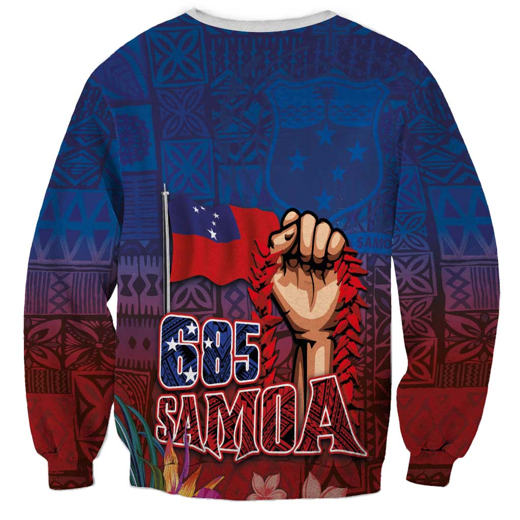 Proud of Samoa Sweatshirt Ula Nifo with Samoa 685 and Hibiscus Tapa Tribal Pattern