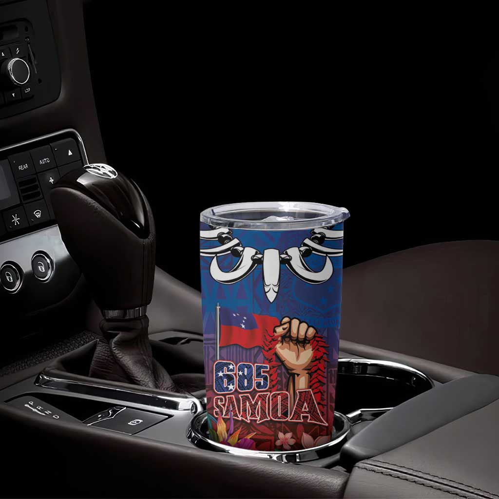 Proud of Samoa 685 Tumbler Cup Ula Nifo and Hibiscus Tapa Tribal Pattern
