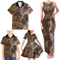 Fiji Masi Tapa Tribal Family Matching Tank Maxi Dress and Hawaiian Shirt Old Hibiscus Vintage Style LT03 - Polynesian Pride