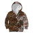 Fiji Masi Tapa Tribal Kid Hoodie Old Hibiscus Vintage Style LT03 Zip Hoodie Brown - Polynesian Pride