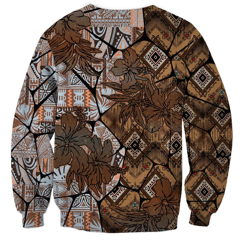 Fiji Masi Tapa Tribal Sweatshirt Old Hibiscus Vintage Style LT03 - Polynesian Pride