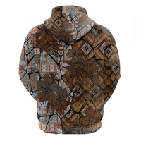 Fiji Masi Tapa Tribal Zip Hoodie Old Hibiscus Vintage Style LT03 - Polynesian Pride