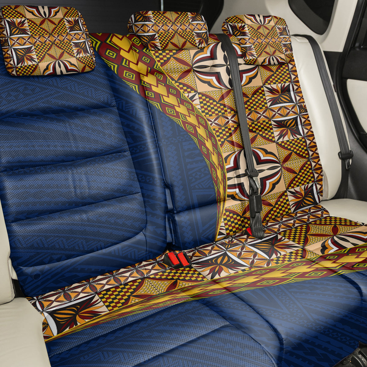 Samoan Siapo Back Car Seat Cover Tatau Pattern Half Style LT03 - Polynesian Pride