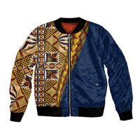 Samoan Siapo Bomber Jacket Tatau Pattern Half Style LT03 Unisex Yellow - Polynesian Pride