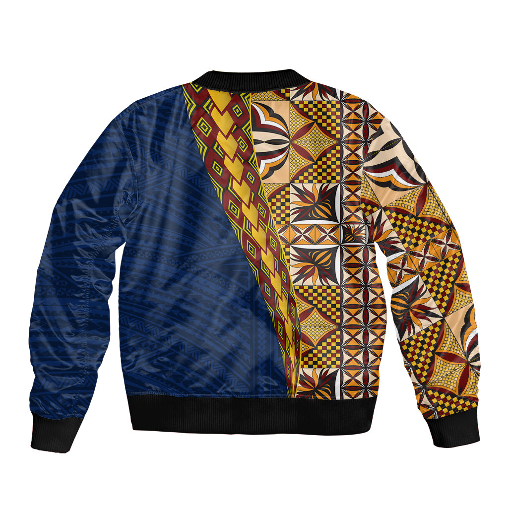 Samoan Siapo Bomber Jacket Tatau Pattern Half Style LT03 - Polynesian Pride