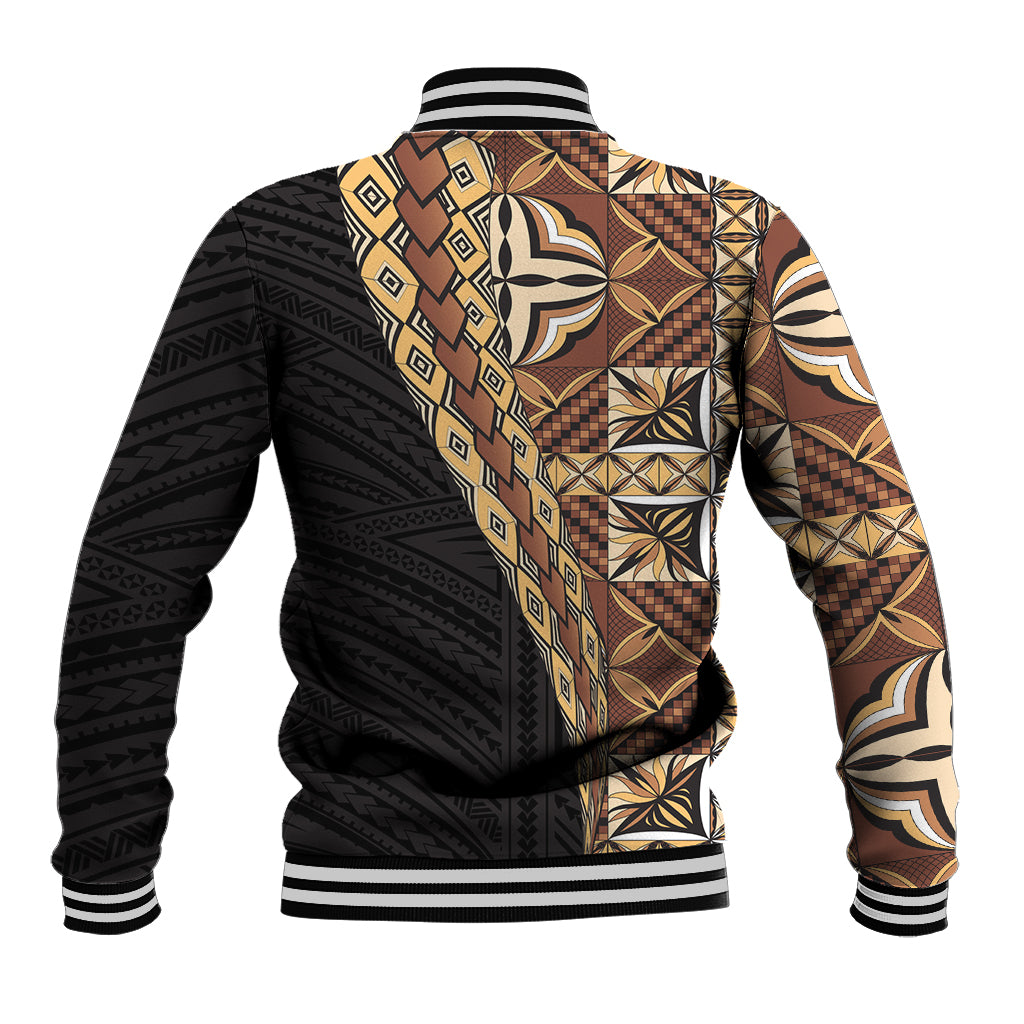 Samoan Siapo Baseball Jacket Tatau Pattern Half Style Retro Mode LT03 - Polynesian Pride