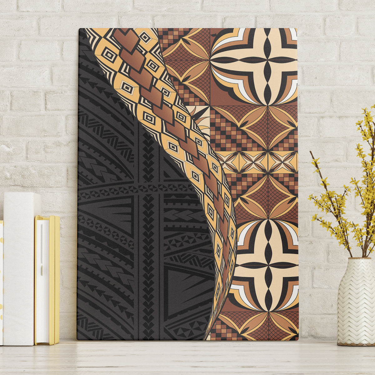 Samoan Siapo Canvas Wall Art Tatau Pattern Half Style Retro Mode LT03