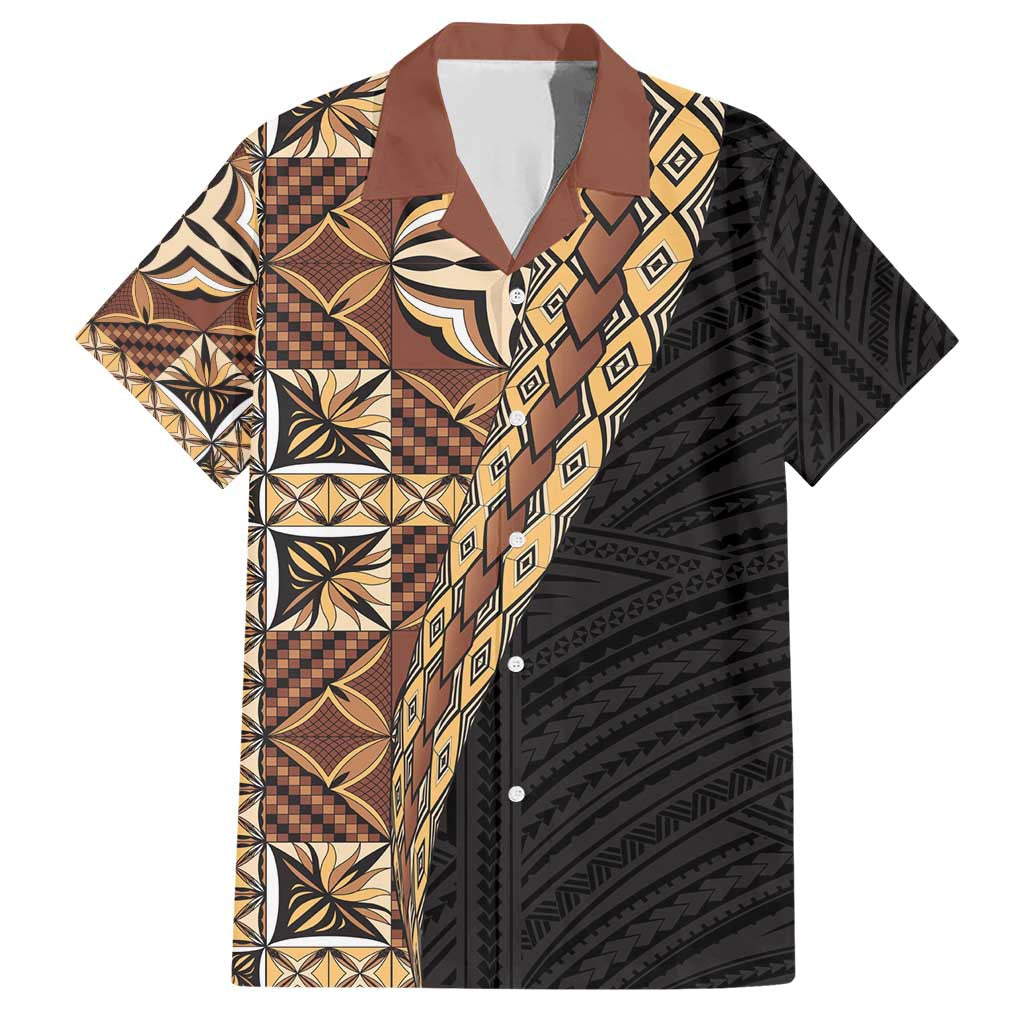 Samoan Siapo Family Matching Short Sleeve Bodycon Dress and Hawaiian Shirt Tatau Pattern Half Style Retro Mode LT03