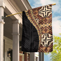 Samoan Siapo Garden Flag Tatau Pattern Half Style Retro Mode LT03 House Flag Brown - Polynesian Pride