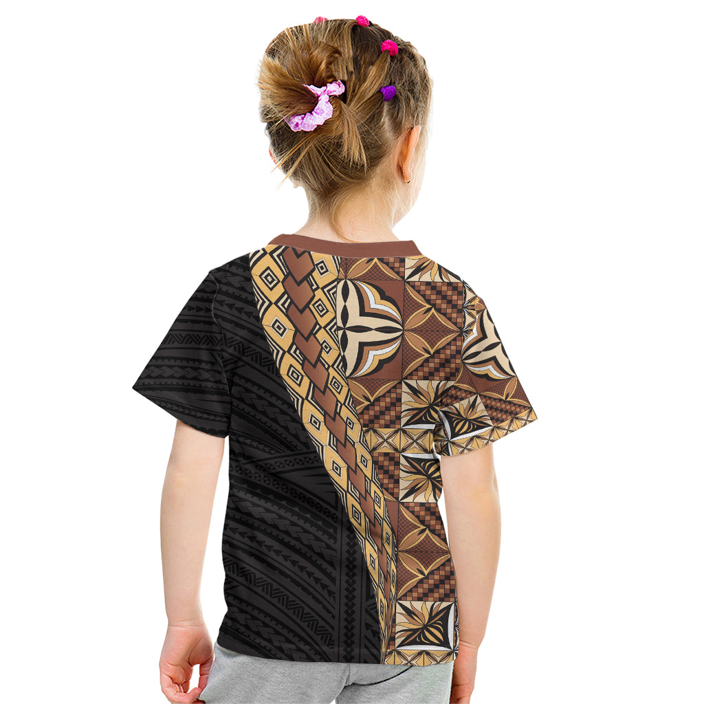 Samoan Siapo Kid T Shirt Tatau Pattern Half Style Retro Mode LT03 - Polynesian Pride
