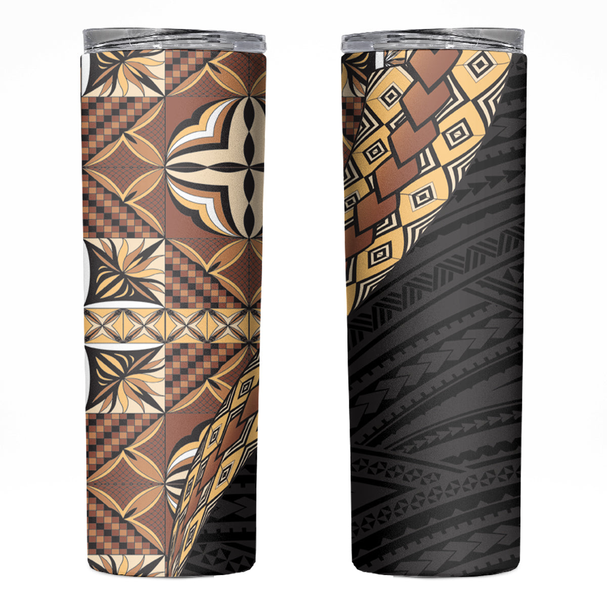 Samoan Siapo Skinny Tumbler Tatau Pattern Half Style Retro Mode