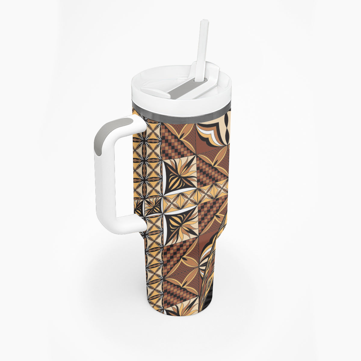 Samoan Siapo Tumbler With Handle Tatau Pattern Half Style Retro Mode