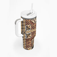 Samoan Siapo Tumbler With Handle Tatau Pattern Half Style Retro Mode