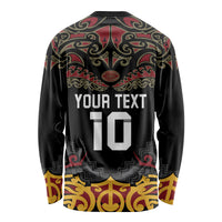 Custom New Zealand Rugby Long Sleeve Shirt Black Fern Maori Tribal Pattern LT03 - Polynesian Pride