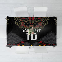 Custom New Zealand Rugby Tablecloth Black Fern Maori Tribal Pattern