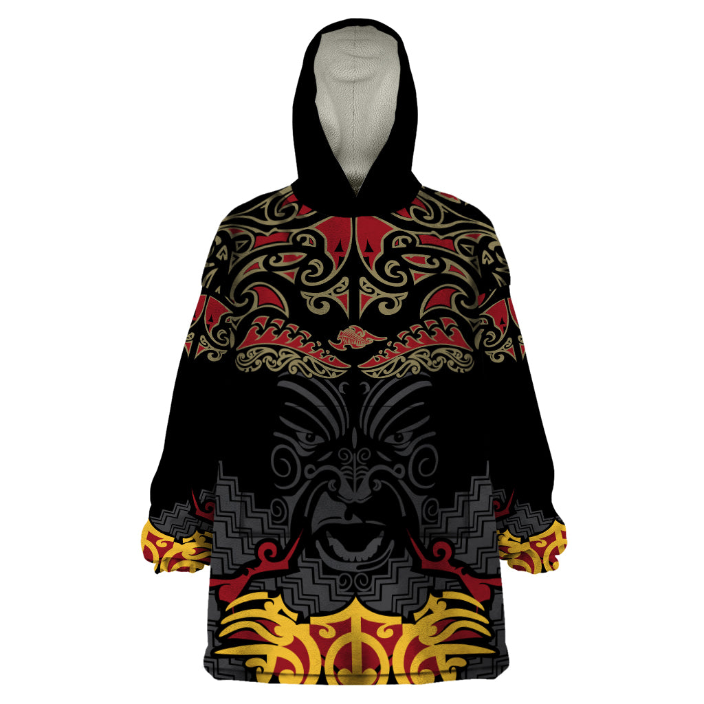 Custom New Zealand Rugby Wearable Blanket Hoodie Black Fern Maori Tribal Pattern LT03 One Size Black - Polynesian Pride