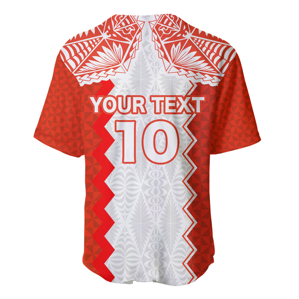 Custom Tonga Rugby Baseball Jersey Ikale Tahi Ngatu Tribal Pattern LT03