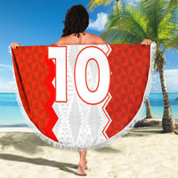 Custom Tonga Rugby Beach Blanket Ikale Tahi Ngatu Tribal Pattern LT03 - Polynesian Pride