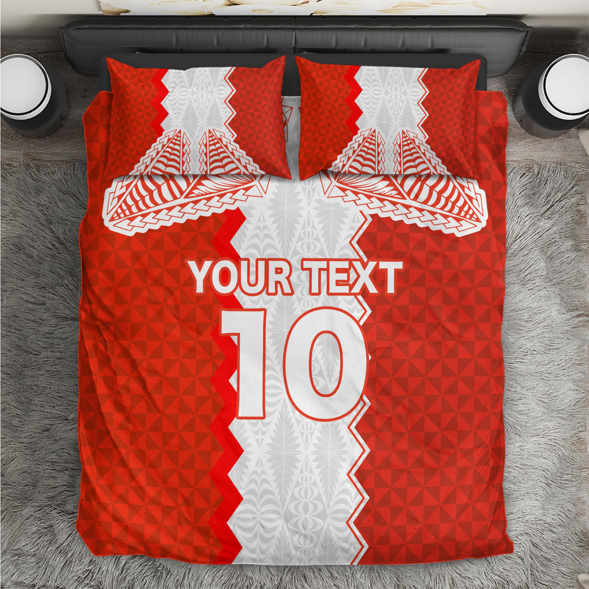 Custom Tonga Rugby Bedding Set Ikale Tahi Ngatu Tribal Pattern