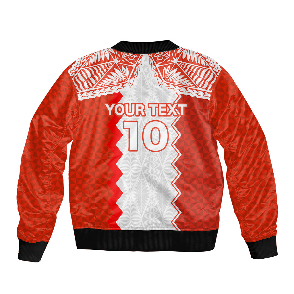 Custom Tonga Rugby Bomber Jacket Ikale Tahi Ngatu Tribal Pattern LT03