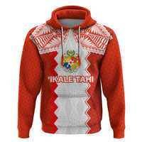 Custom Tonga Rugby Hoodie Ikale Tahi Ngatu Tribal Pattern LT03 Pullover Hoodie Orange - Polynesian Pride