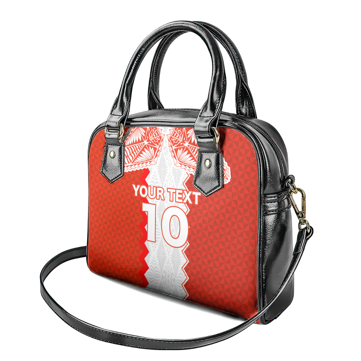 Custom Tonga Rugby Shoulder Handbag Ikale Tahi Ngatu Tribal Pattern