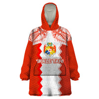 Custom Tonga Rugby Wearable Blanket Hoodie Ikale Tahi Ngatu Tribal Pattern LT03 One Size Orange - Polynesian Pride