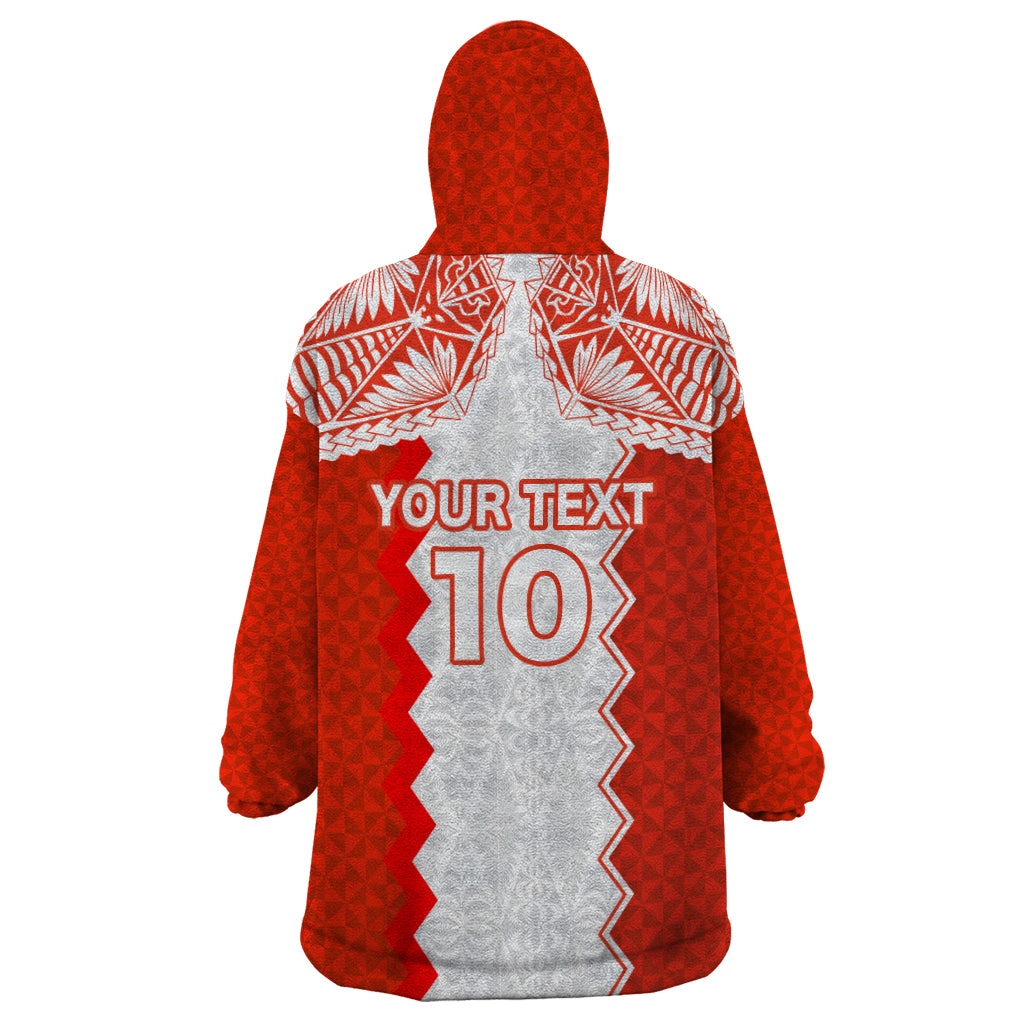 Custom Tonga Rugby Wearable Blanket Hoodie Ikale Tahi Ngatu Tribal Pattern LT03 - Polynesian Pride