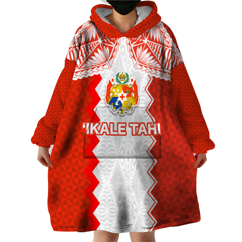 Custom Tonga Rugby Wearable Blanket Hoodie Ikale Tahi Ngatu Tribal Pattern LT03 - Polynesian Pride