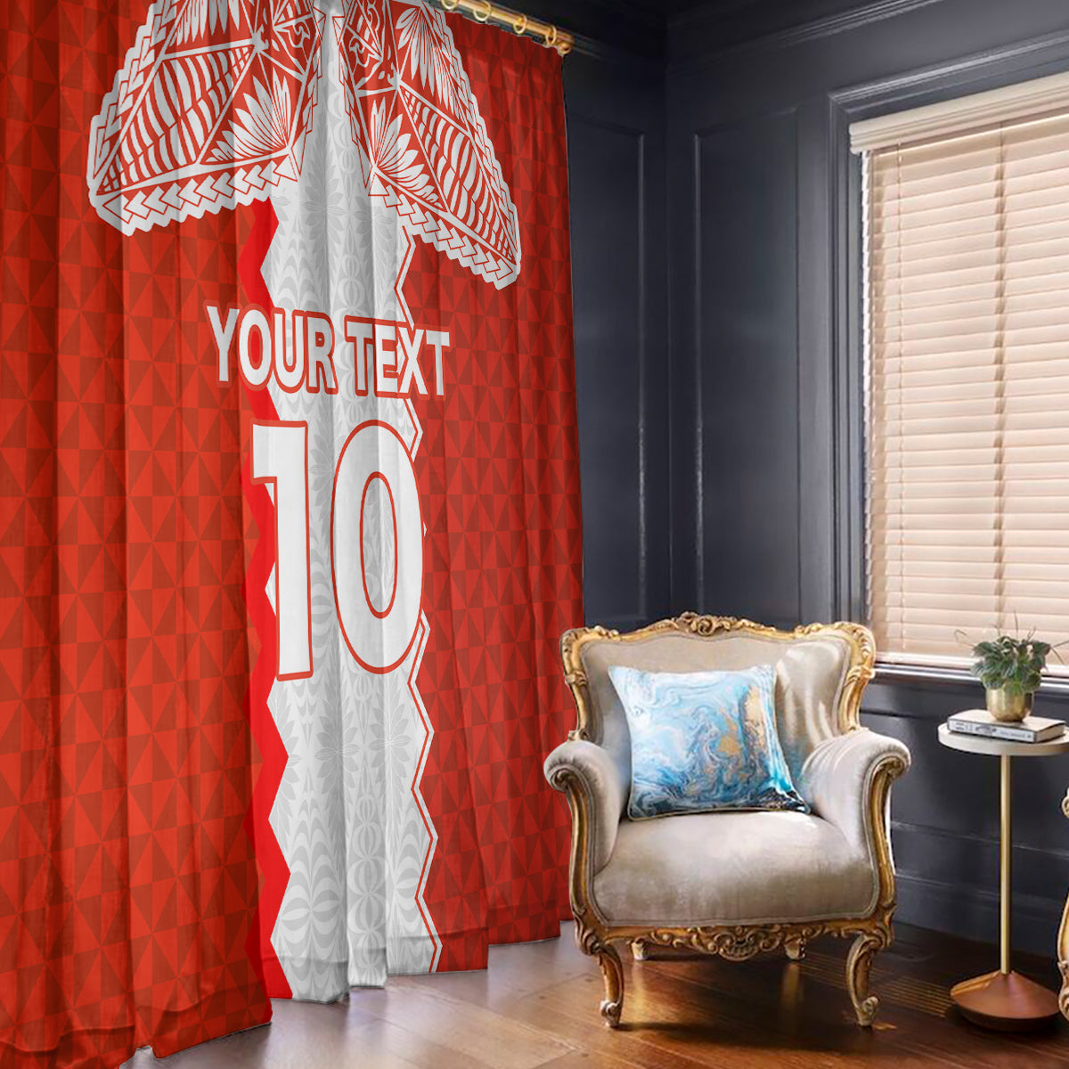 Custom Tonga Rugby Window Curtain Ikale Tahi Ngatu Tribal Pattern LT03 - Polynesian Pride