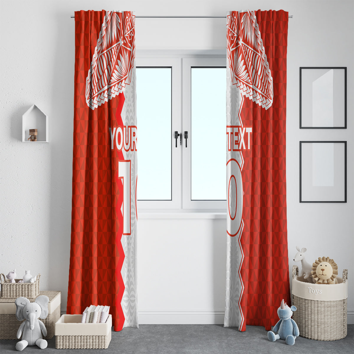 Custom Tonga Rugby Window Curtain Ikale Tahi Ngatu Tribal Pattern LT03 - Polynesian Pride