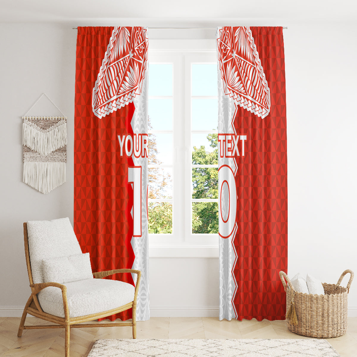 Custom Tonga Rugby Window Curtain Ikale Tahi Ngatu Tribal Pattern LT03 - Polynesian Pride