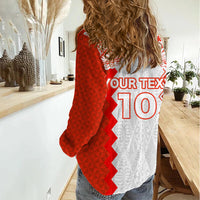 Custom Tonga Rugby Women Casual Shirt Ikale Tahi Ngatu Tribal Pattern LT03