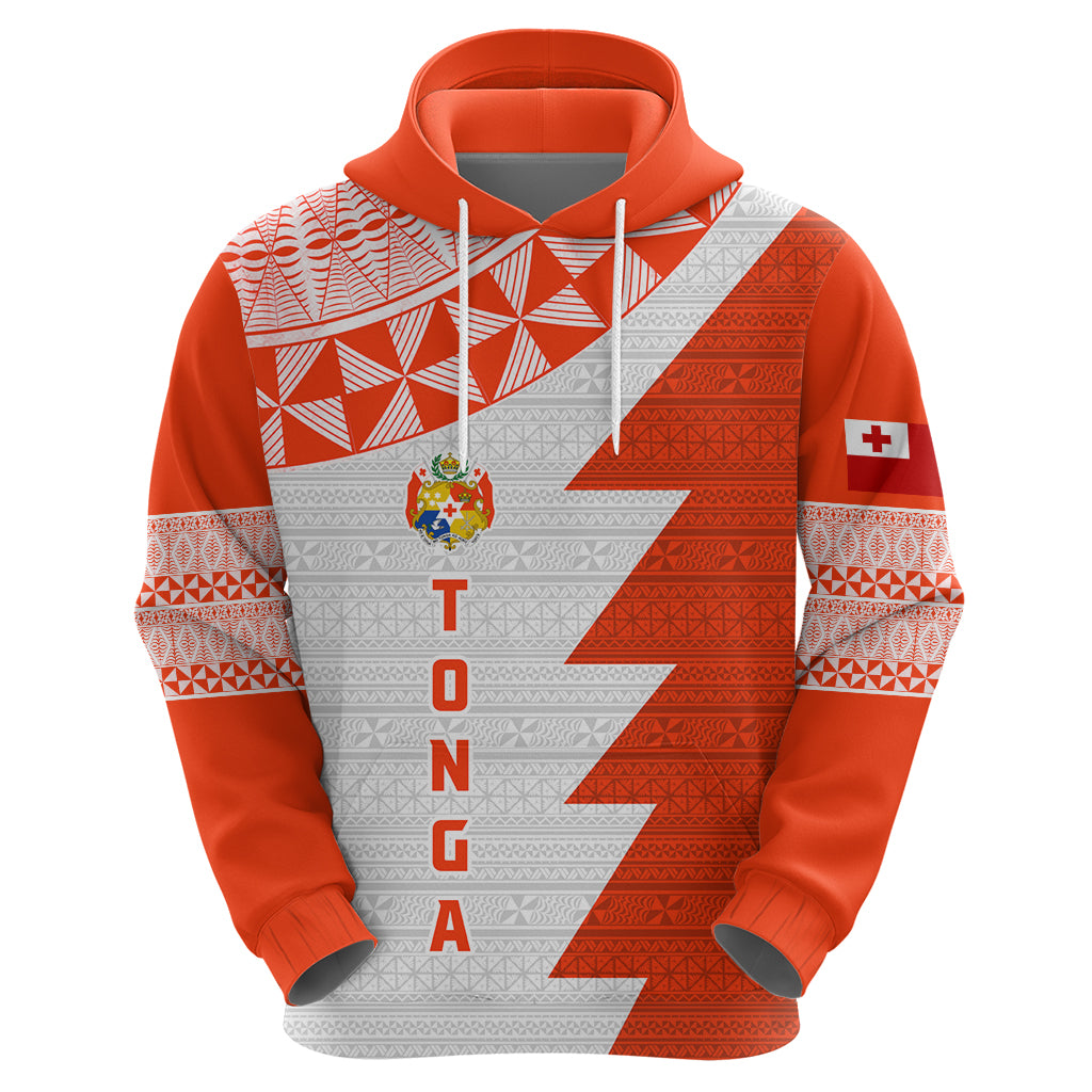 Custom Tonga Rugby Hoodie Ikale Tahi Ngatu Tribal Pattern Half Style LT03 - Polynesian Pride