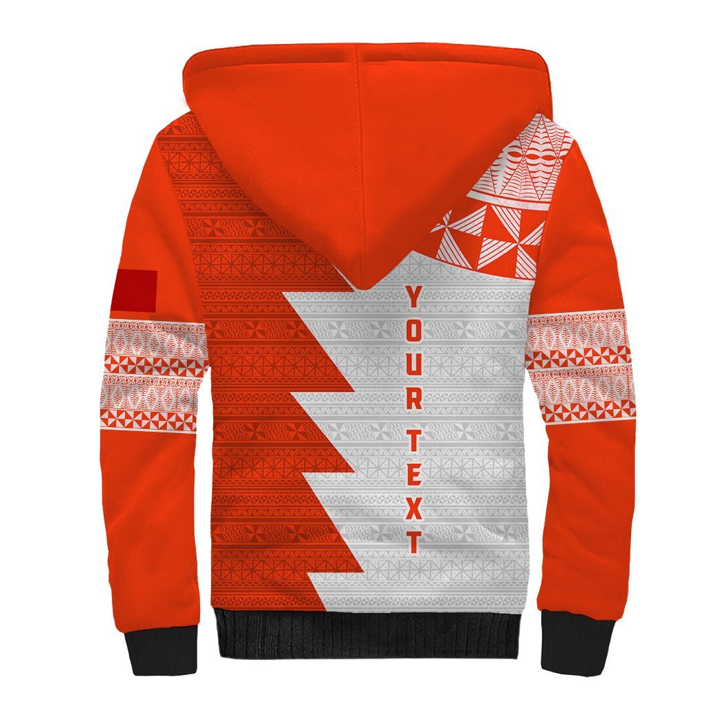 Custom Tonga Rugby Sherpa Hoodie Ikale Tahi Ngatu Tribal Pattern Half Style LT03 - Polynesian Pride