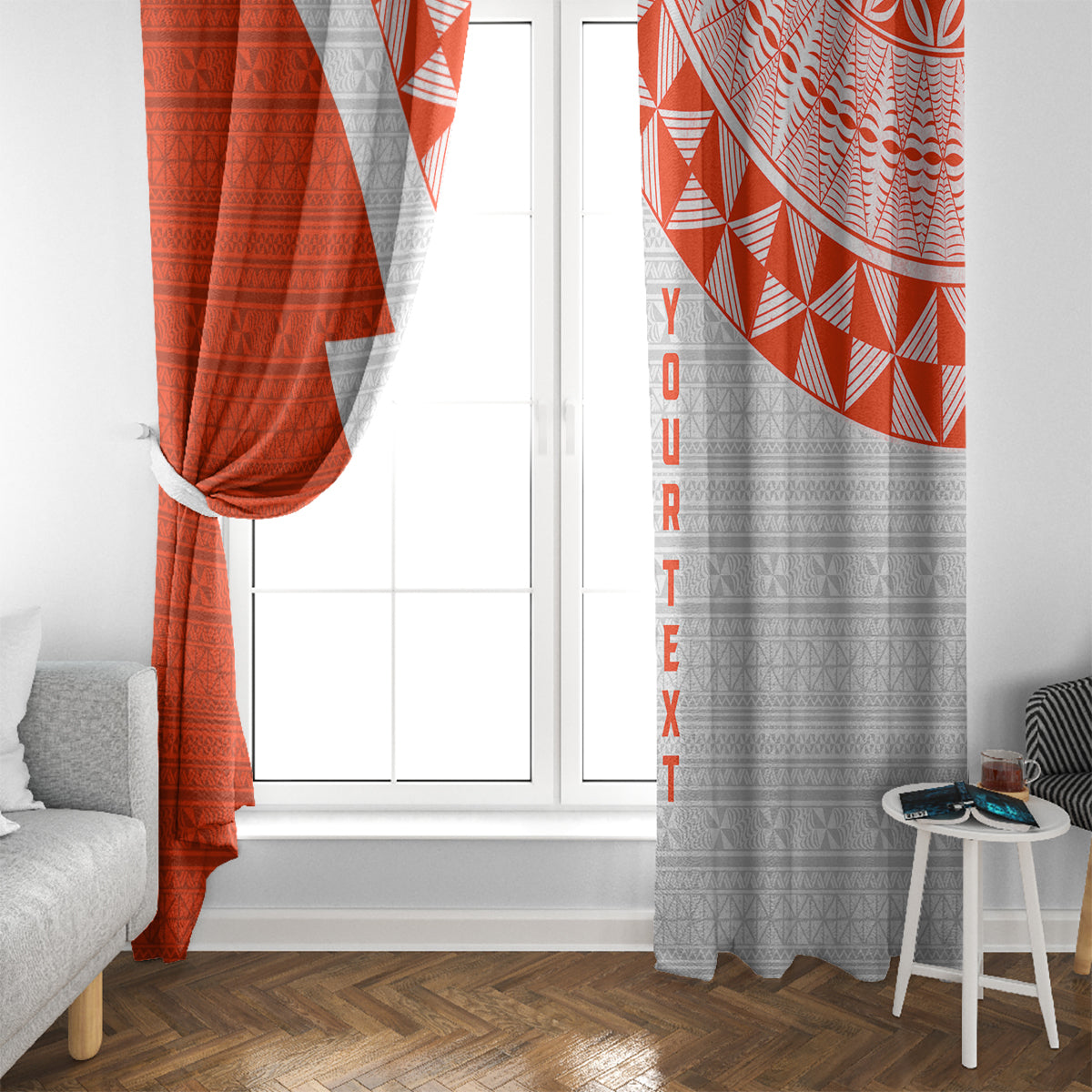 Custom Tonga Rugby Window Curtain Ikale Tahi Ngatu Tribal Pattern Half Style LT03 - Polynesian Pride