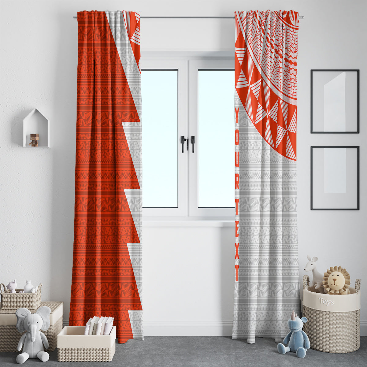 Custom Tonga Rugby Window Curtain Ikale Tahi Ngatu Tribal Pattern Half Style LT03 - Polynesian Pride