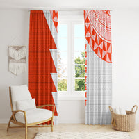 Custom Tonga Rugby Window Curtain Ikale Tahi Ngatu Tribal Pattern Half Style LT03 - Polynesian Pride