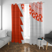 Custom Tonga Rugby Window Curtain Ikale Tahi Ngatu Tribal Pattern Half Style LT03 With Grommets Orange - Polynesian Pride