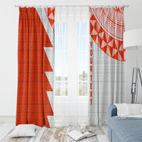 Custom Tonga Rugby Window Curtain Ikale Tahi Ngatu Tribal Pattern Half Style LT03 - Polynesian Pride