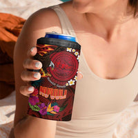 American Samoa Manulele Tausala Nu'uuli 4 in 1 Can Cooler Tumbler Tatau Art Pattern with Tropical Plants