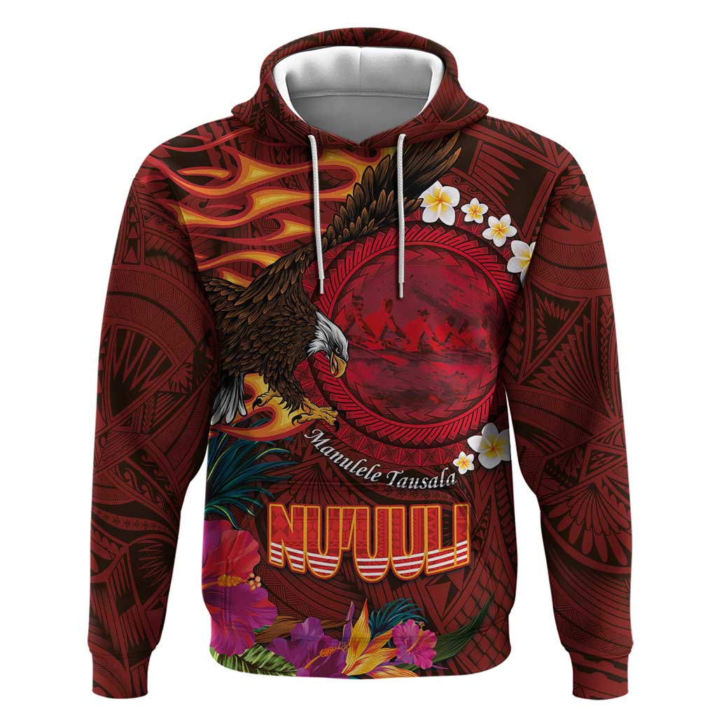 American Samoa Manulele Tausala Nu'uuli Hoodie Tatau Art Pattern with Tropical Plants