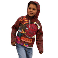 American Samoa Manulele Tausala Nu'uuli Kid Hoodie Tatau Art Pattern with Tropical Plants