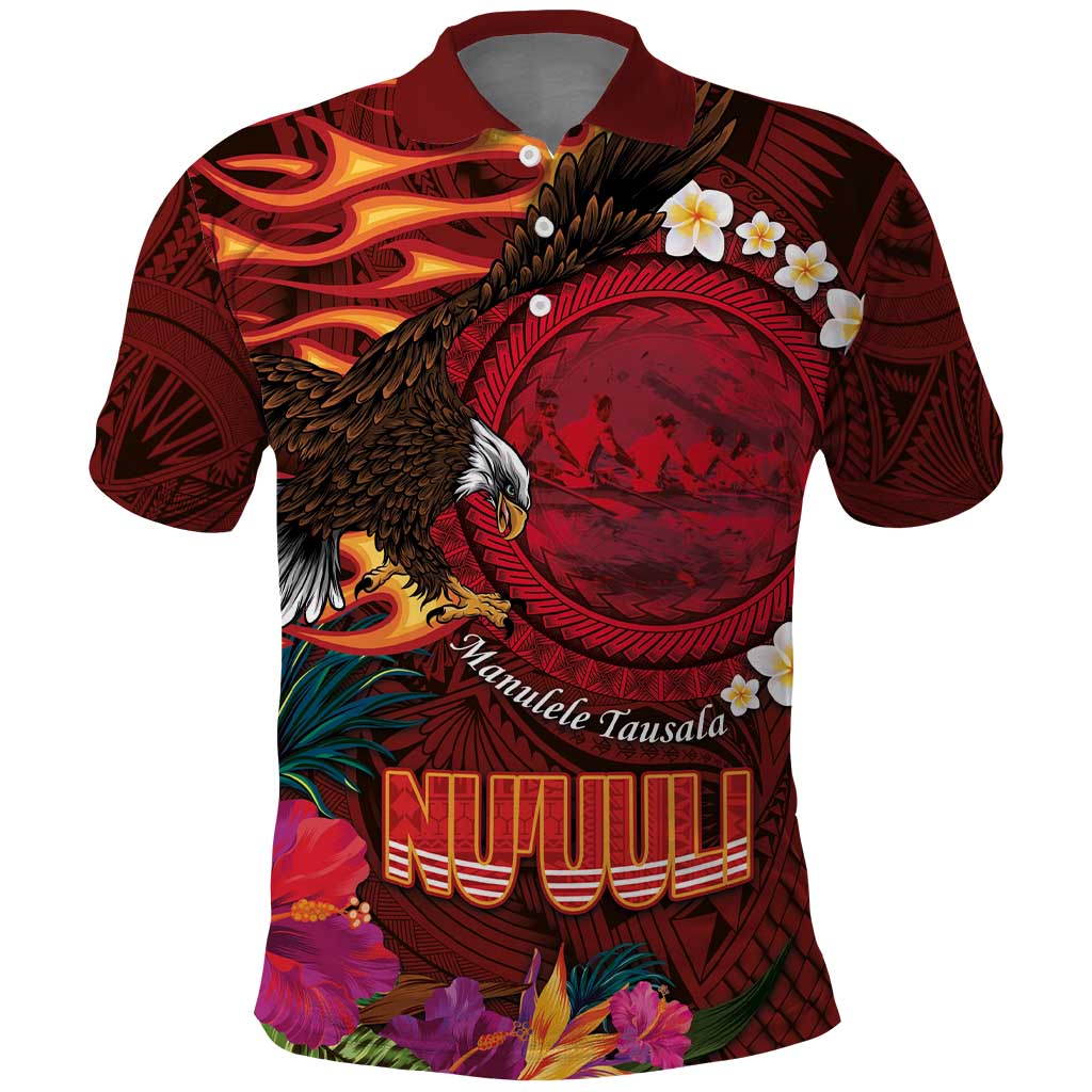 American Samoa Manulele Tausala Nu'uuli Polo Shirt Tatau Art Pattern with Tropical Plants